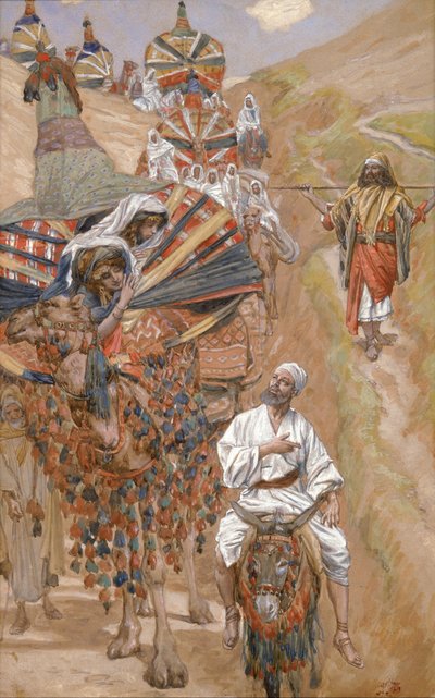 Rebecca trifft Isaak auf dem Weg von James Jacques Joseph Tissot